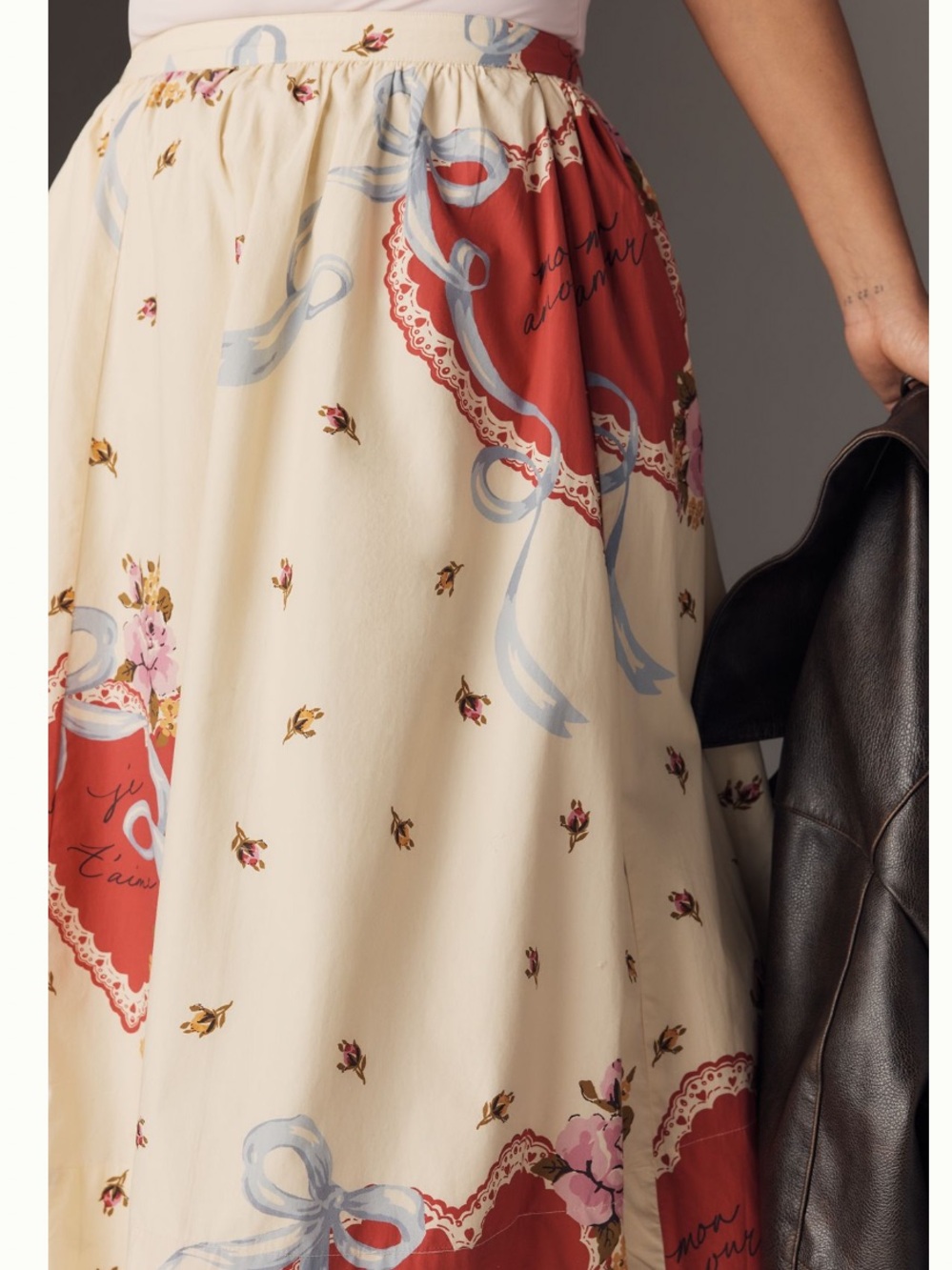 NWT Anthropologie Maeve Jacie Poplin Vintage Heart Floral Print Maxi Skirt S - Picture 6 of 17